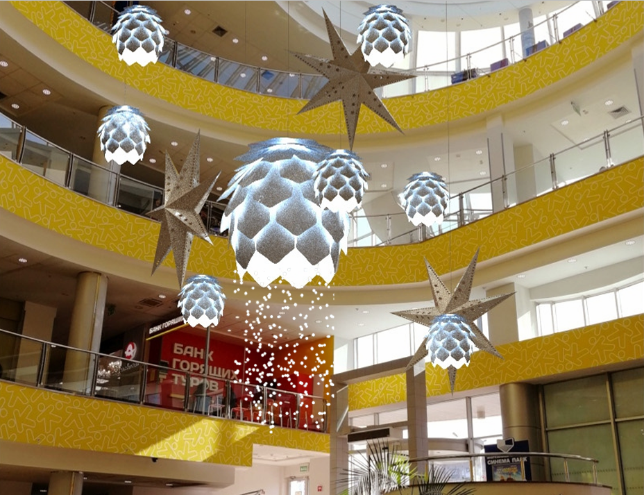 Новогоднее оформление холла ТРК «Семья»